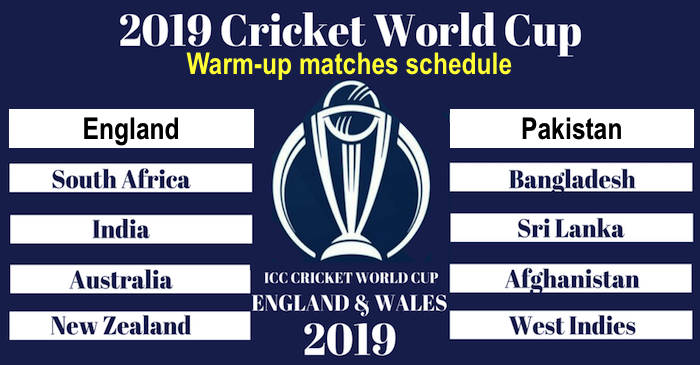 ICC Cricket World Cup 2019 warm-up matches: Complete schedule, dates and venues
