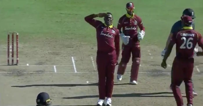 WATCH: Windies pacer Sheldon Cottrell celebrates in unique military-style against England