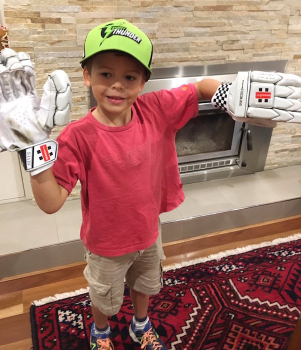 Young fan with George Bailey's gloves