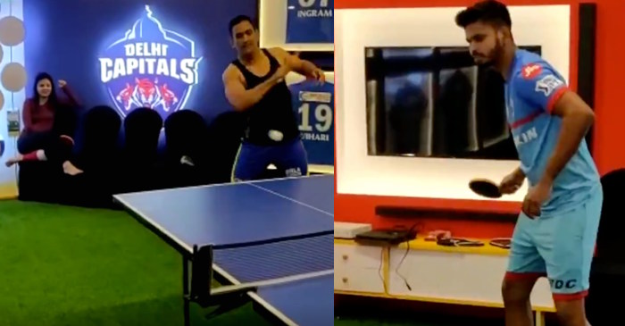 WATCH: MS Dhoni and Shreyas Iyer engage in a Table Tennis faceoff ahead of DC vs CSK match in IPL 2019