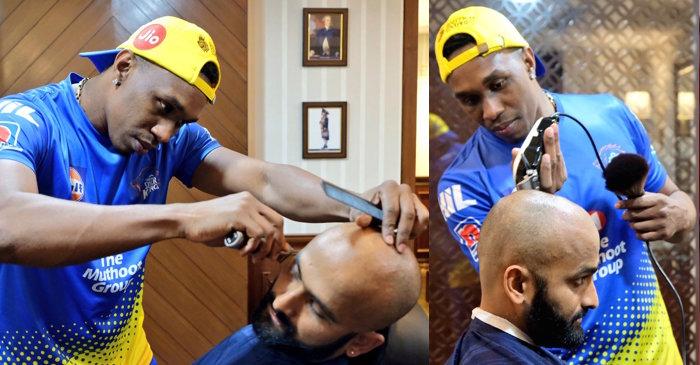 IPL 2019: WATCH – Dwayne Bravo turns hairstylist for his CSK teammate Monu Singh