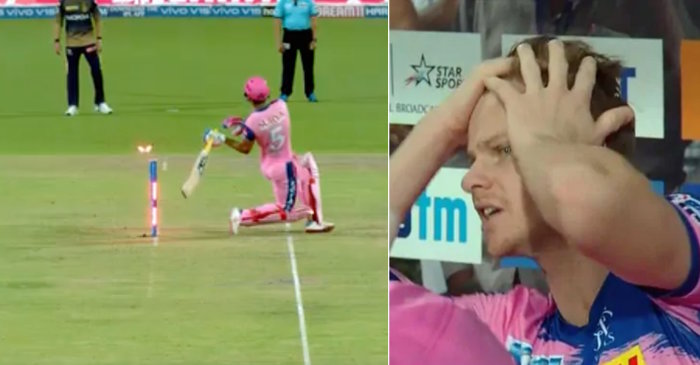IPL 2019 – WATCH: Riyan Parag’s unfortunate hit-wicket dismissal off Andre Russell’s bowling (KKR v RR)