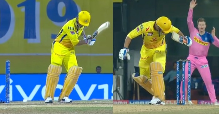 IPL 2019: WATCH – MS Dhoni survives after the ball hits the stump but bails remain intact (CSK vs RR)