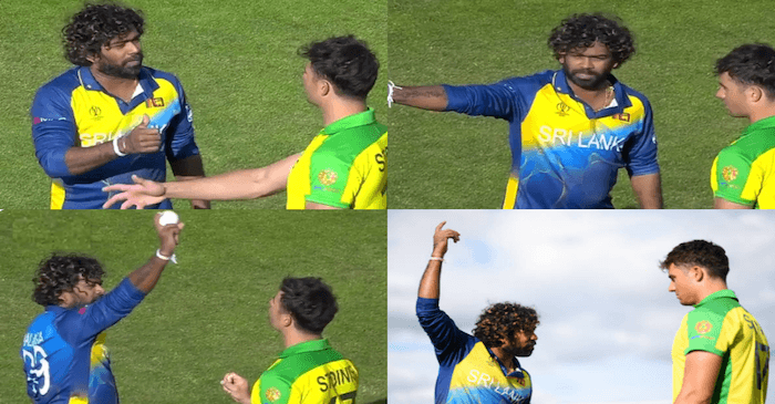 ICC World Cup 2019: WATCH – Sri Lankan veteran Lasith Malinga teaches Australian all-rounder Marcus Stoinis how to bowl a slower ball