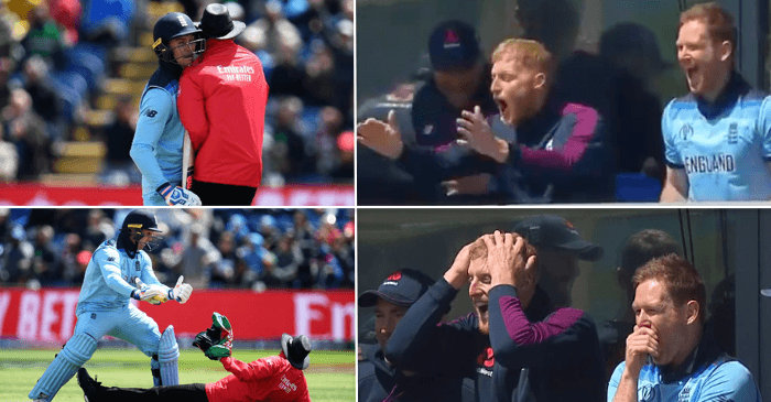 ICC World Cup 2019 – WATCH: Ben Stokes, Eoin Morgan in splits as Jason Roy flattens umpire Joel Wilson after completing his ton