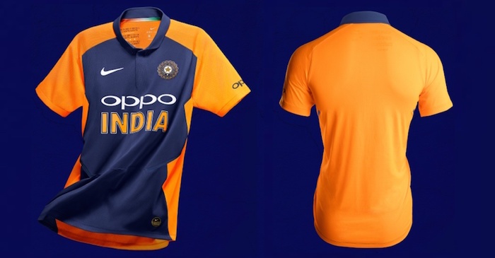 KD Cricket Team India Away Jersey Half Sleeve Cricket Supporter T-Shirt New Orange Team Uniform Polyster Fit Material 2019-20 