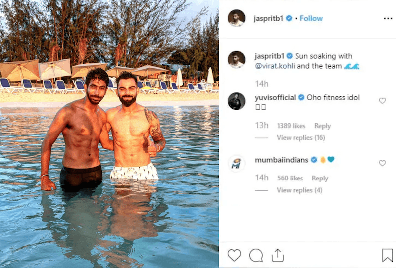 Jasprit Bumrah, Virat Kohli, Yuvraj Singh Instagram