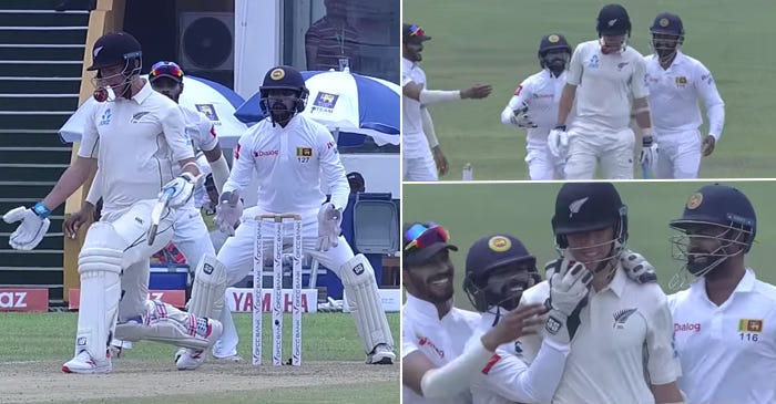 WATCH: Trent Boult tries to dodge Sri Lanka fielders after ball gets stuck in his helmet grill