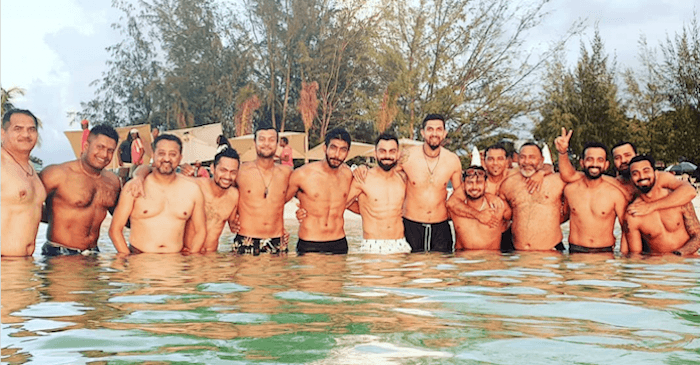 Fans hilariously troll Rohit Sharma for hiding his stomach in Virat Kohli’s group photo