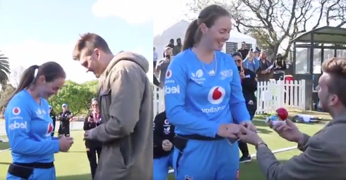 WATCH: Amanda-Jade Wellington left stunned as her boyfriend proposes after the WBBL game
