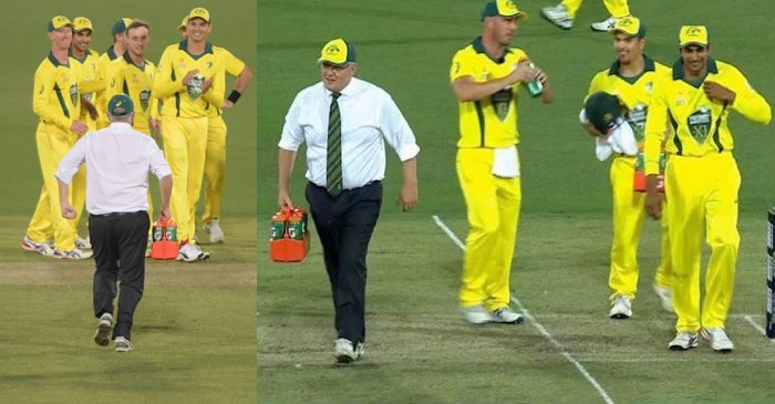 Australia PM Scott Morrison turns water boy during Prime Minister’s XI vs Sri Lanka game