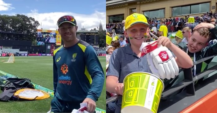 AUS vs SL 1st T20I: WATCH – David Warner gifts his batting gloves to a young fan