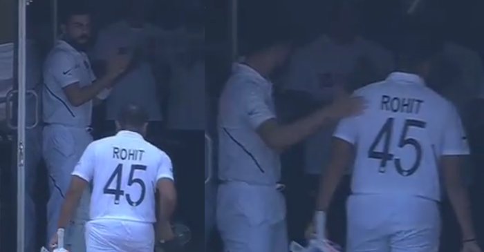 WATCH: Rohit Sharma gets a pat on the back from captain Kohli after superb knock as Test opener