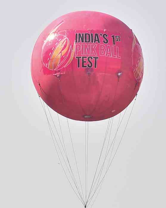 A massive pink air balloon on display at the Eden Gardens