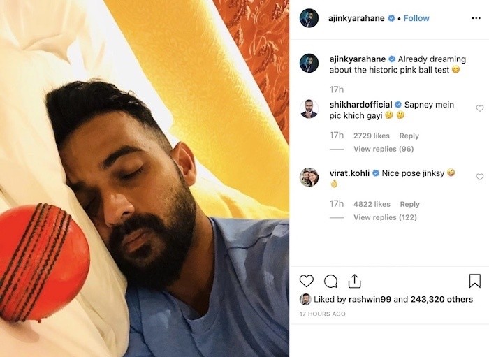 Ajinkya Rahane , Shikhar Dhawan, Virat Kohli Instagram comment