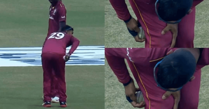 WATCH: Nicholas Pooran’s dubious act with the ball caught on camera during third ODI vs Afghanistan
