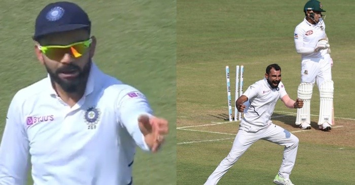 IND vs BAN 1st Test: WATCH – Virat Kohli signals crowd to cheer for Mohammed Shami and not him