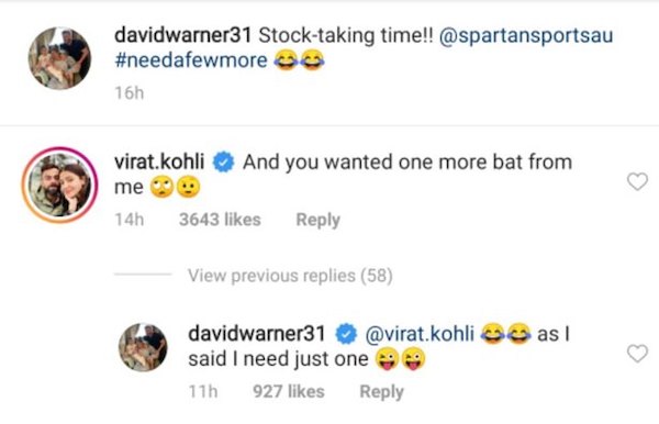 Virat-Kohli-and-David-Warner-instagram