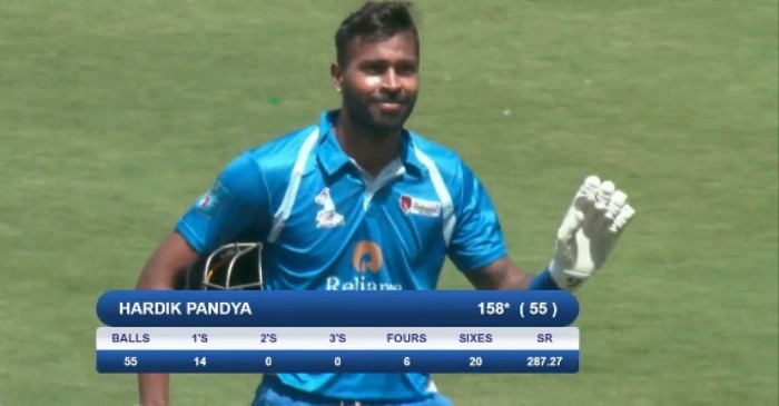 DY Patil T20 Trophy: Hardik Pandya destroys BPCL with his 55-ball 158*