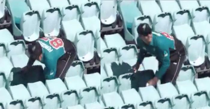 WATCH: Lockie Ferguson walks into empty stands to fetch the ball during Sydney ODI