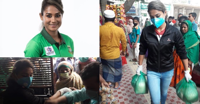 Jahanara Alam distributes groceries to the needy amidst COVID-19 lockdown