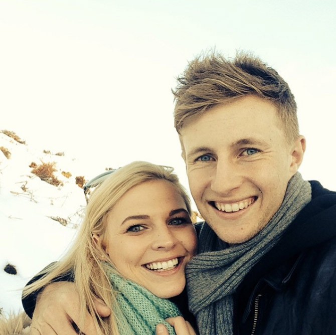 Joe Root and his wife Carrie Cotterell