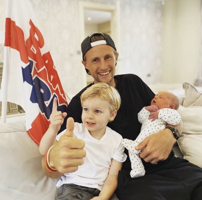 Joe Root with his new born baby