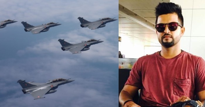 Suresh Raina, Shikhar Dhawan and Gautam Gambhir welcome five Rafale fighter jets in India