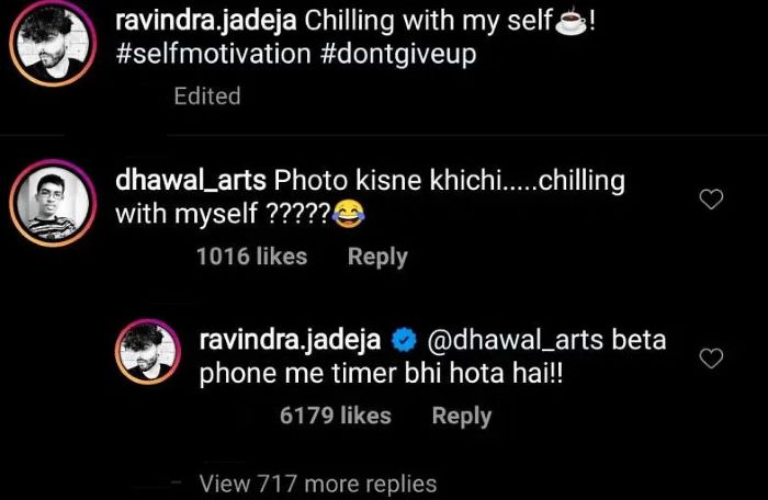 Ravindra Jadeja comment (Instagram)