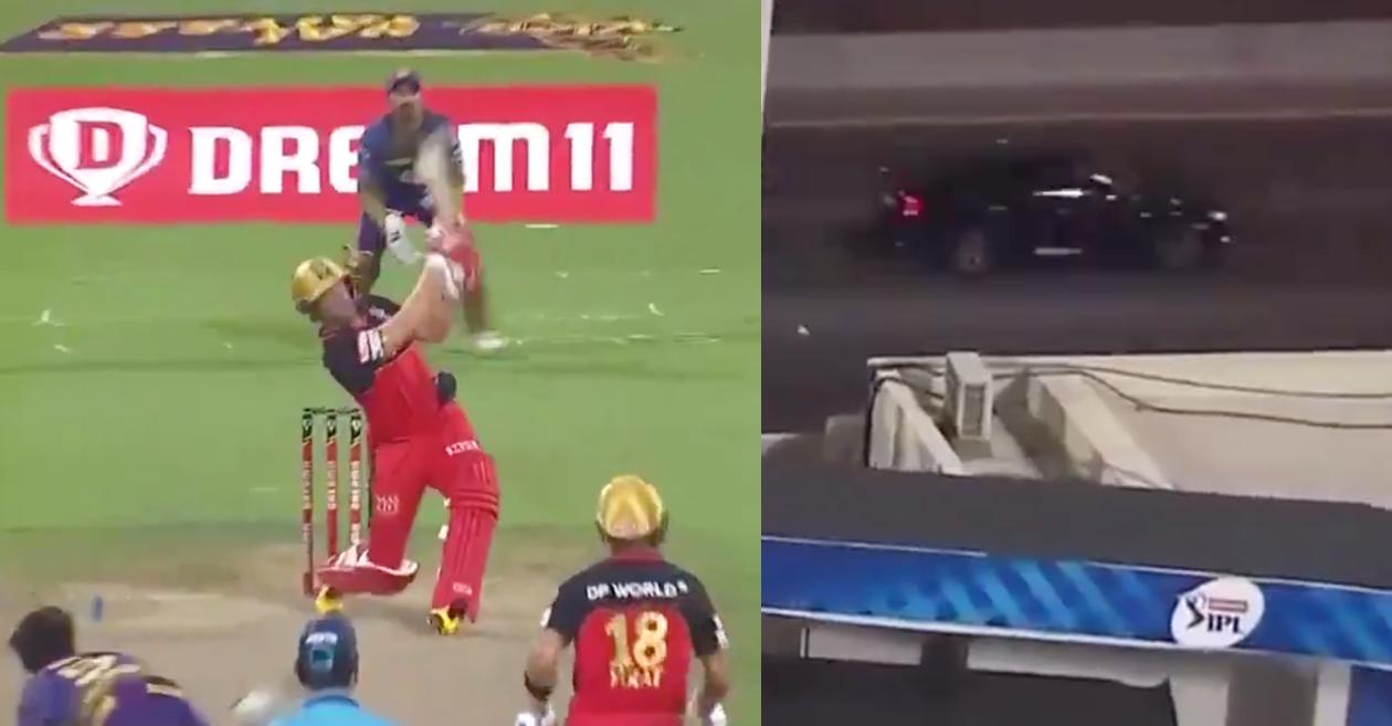 IPL 2020: AB de Villiers’ monster six hits a moving car outside the Sharjah stadium; video goes viral
