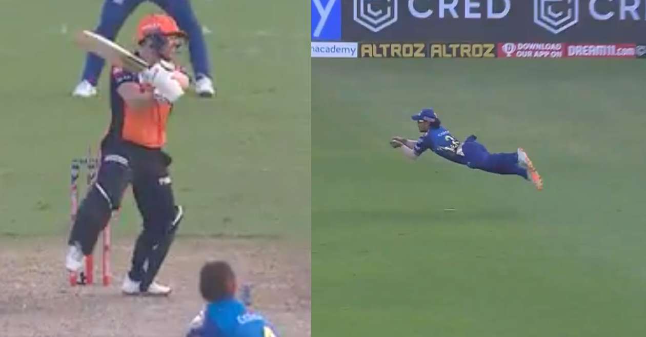 IPL 2020, MI vs SRH – WATCH: Ishan Kishan takes a flying catch to send back David Warner