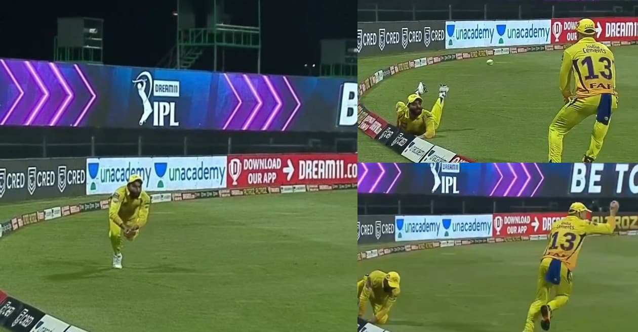 IPL 2020: WATCH – Ravindra Jadeja, Faf du Plessis team up to take a sensational catch against KKR