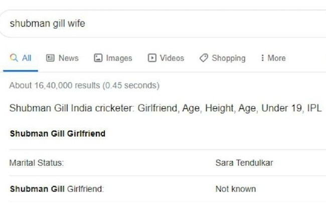 Shubman-Gill-Sara-Tendulkar-Google search