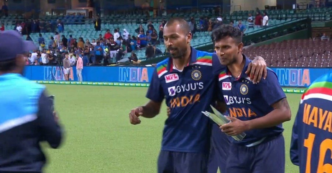 AUS vs IND: Hardik Pandya hands over Man of the Series award to debutant T Natarajan, netizens left awestruck