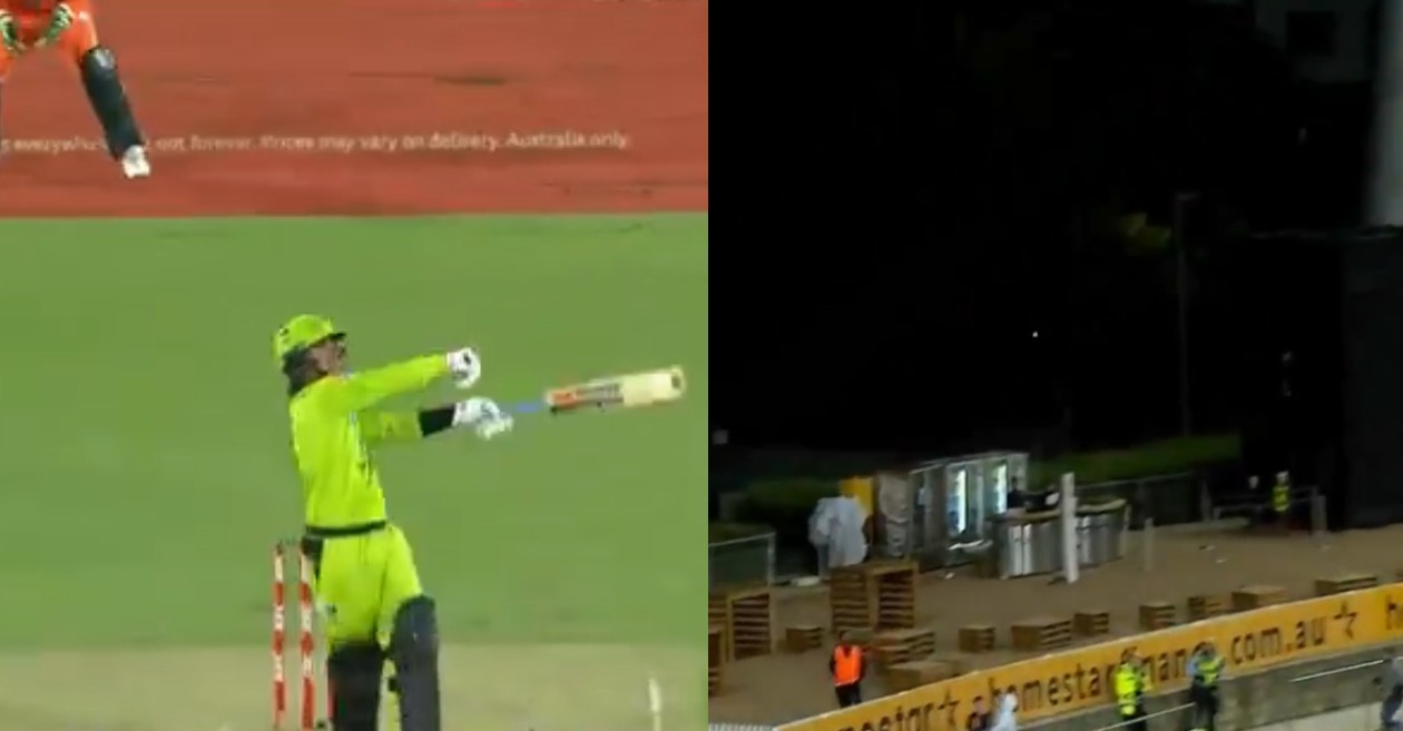 WATCH: Oliver Davies smashes an incredible one-handed six on his BBL debut