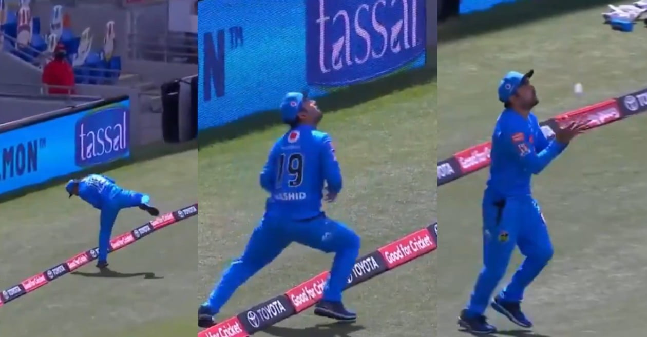 BBL 10: WATCH – Rashid Khan takes an amazing catch at the boundary line to dismiss Colin Ingram