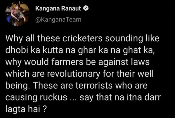 Kangan Ranaut deleted tweet