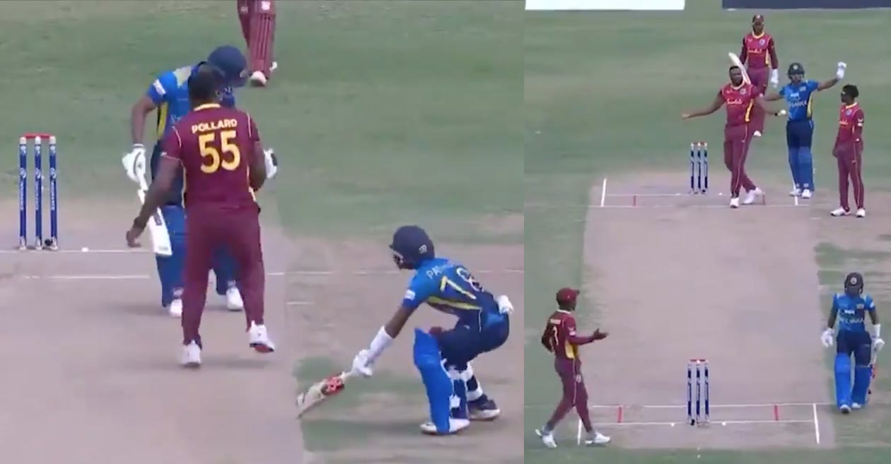 WI vs SL: WATCH – Danushka Gunathilaka given out obstructing the field in first ODI at Antigua