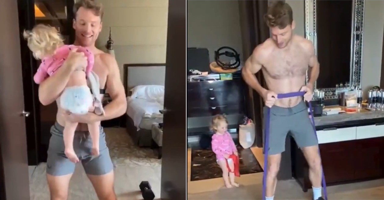 IPL 2021: WATCH – Jos Buttler works out with his little daughter; leaves fans in awe