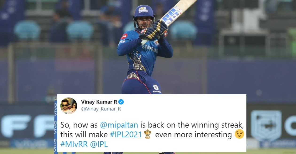 Twitter reactions: Quinton de Kock steers MI to sensational win over RR –  IPL 2021 