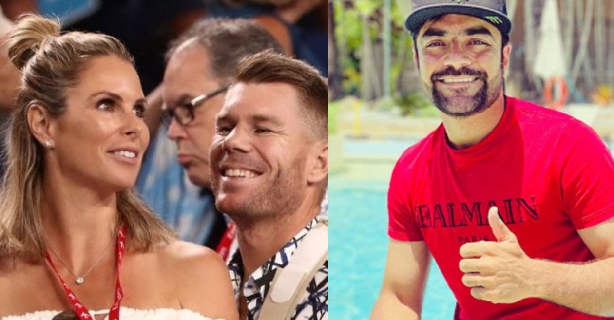 David Warner posts a message for his wife Candice in Telugu; Rashid Khan reacts