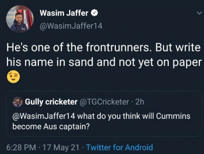 Jaffer's hilarious reply to the question
