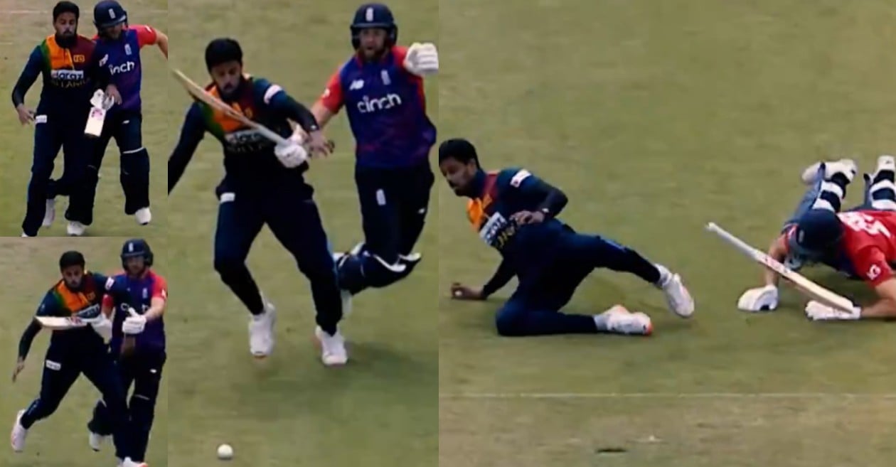 Binura Fernando collides with Dawid Malan in third T20I