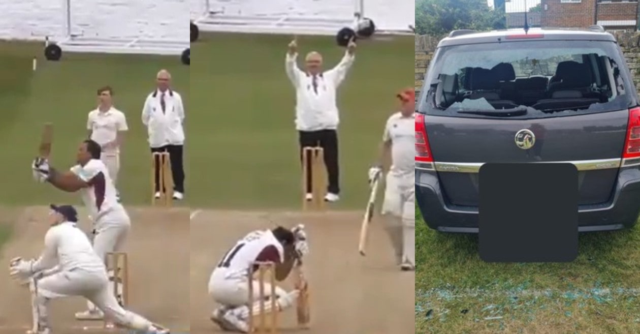 Club cricketer breaks his car's windscreen with a six