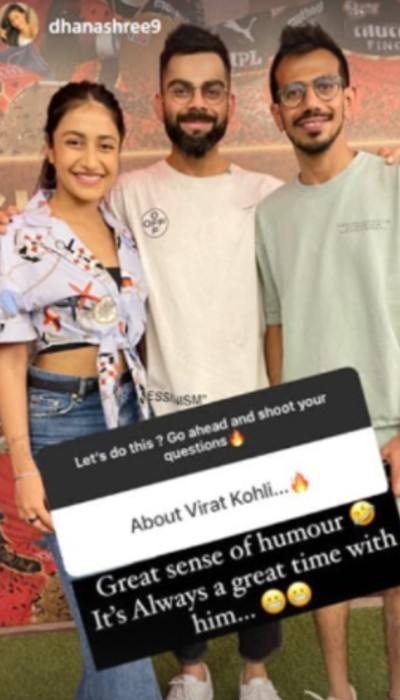 Dhanashree Verma, Yuzvendra Chahal with Virat Kohli