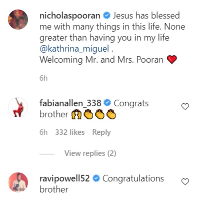 Fabian Allen wishes Nicholas Pooran