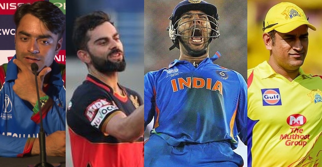 Rashid Khan, Virat Kohli, Yuvraj Singh, MS Dhoni