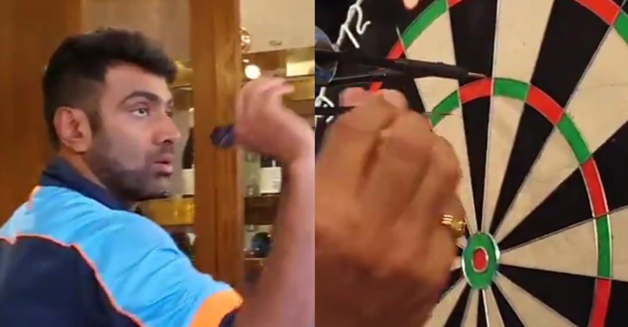 WATCH: Ravichandran Ashwin plays a dart game during the rain break on Day 1 of WTC final