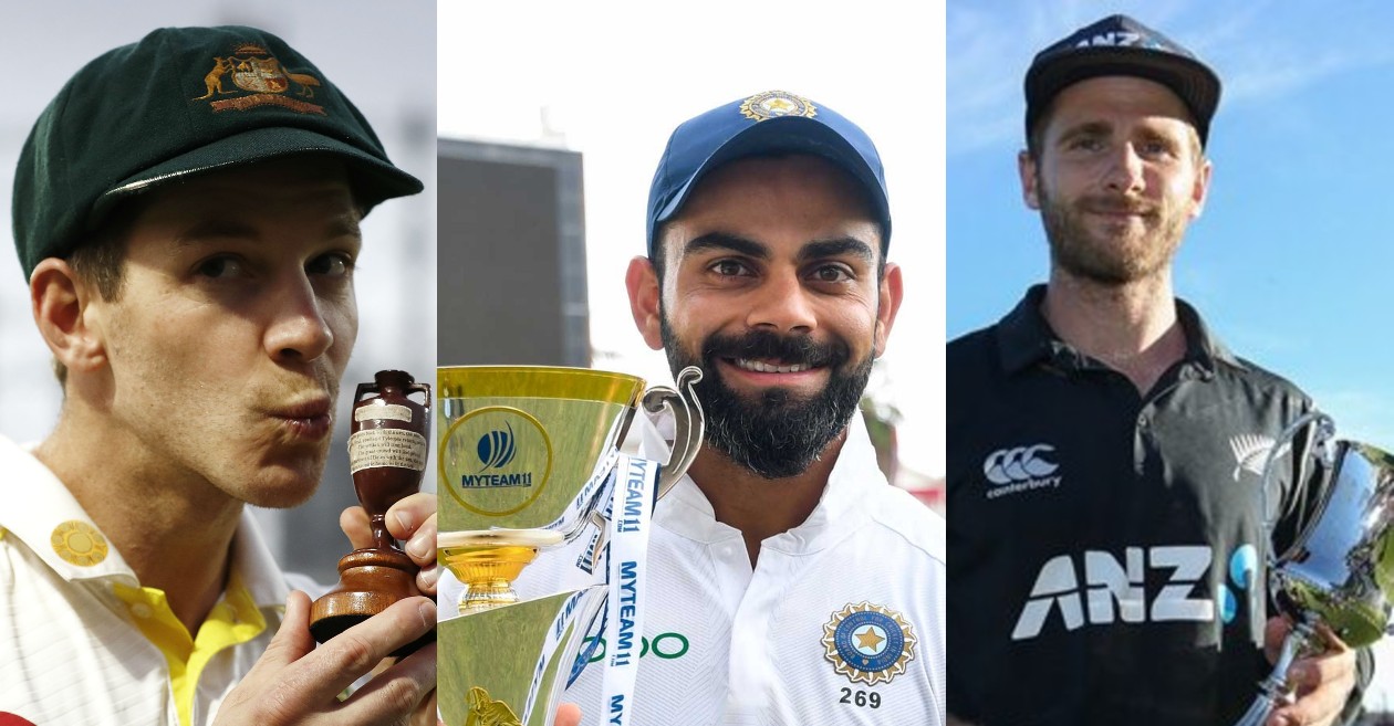 Tim Paine, Virat Kohli, and Kane Williamson