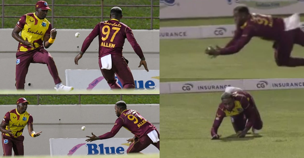 WI vs AUS: WATCH – Dwayne Bravo and Fabian Allen team up to dismiss Aaron Finch in 3rd T20I